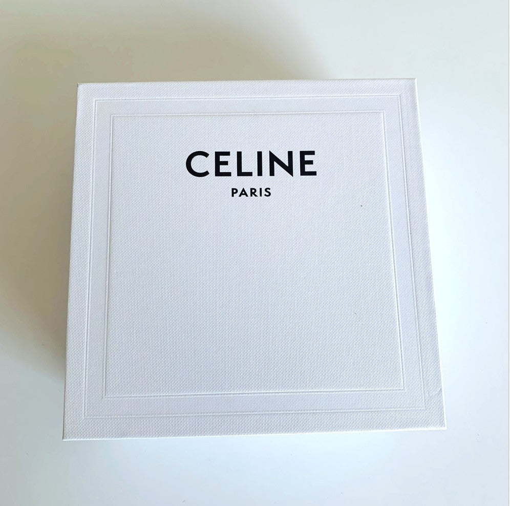 CELINE トリオンフ レザーベルト ブラックxゴールド 25mm幅