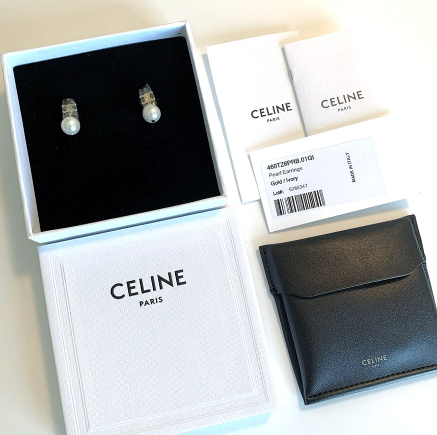 CELINE レ・パール ガラスパールピアス