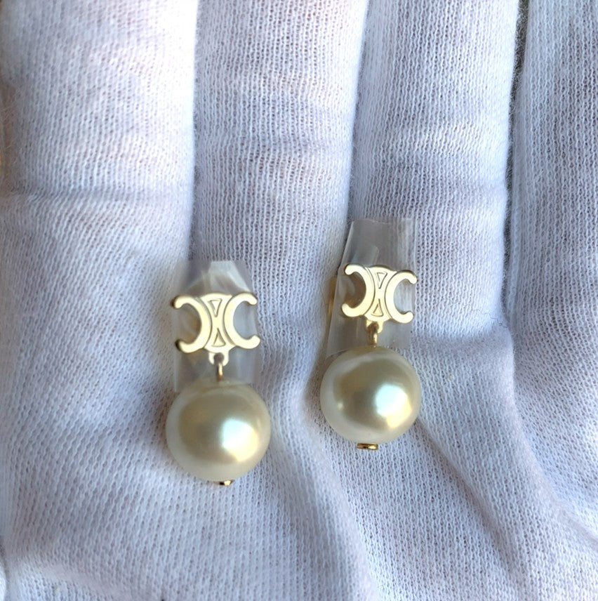 CELINE レ・パール ガラスパールピアス